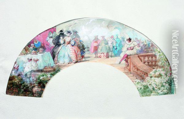 Scene De Carnaval. Oil Painting - Eugene Louis Lami
