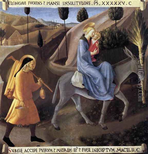 Flight into Egypt 1450 Oil Painting - Angelico Fra