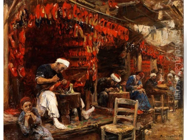 Im Orientalischen Schuhmacher-basar Oil Painting - Paul Friedrich Meyerheim