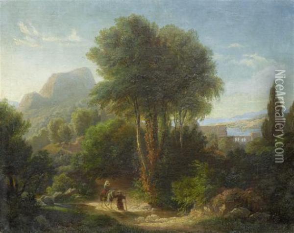 Mediterranean Landscape Oil Painting - August Von Wille