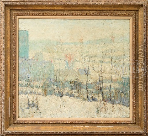 New York Farm In Winter Oil Painting - Ernest Lawson