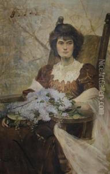 Portrait Of Ella King-hall Oil Painting - Henry Charles Seppings Wright