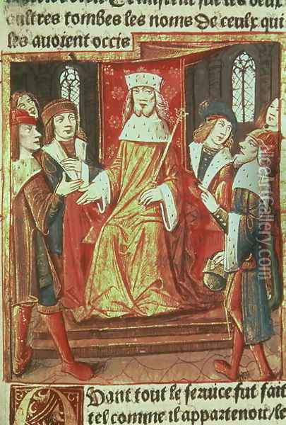 King Arthur and his Knights, from Lancelot du Lac, c.1490 Oil Painting - Antoine Verard