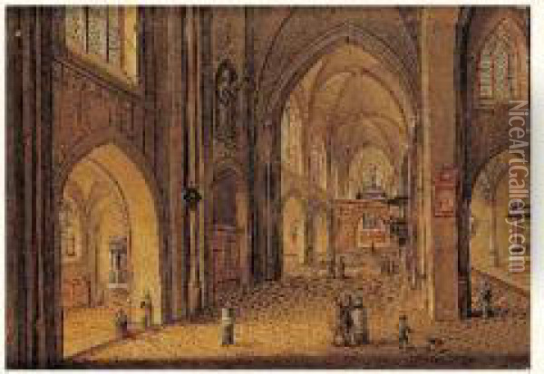 Scene D'interieur D'eglise Oil Painting - Johann Ludwig Ernst Morgenstern