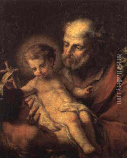 San Giuseppe Con Bambino E San Giovannino Oil Painting - Jacopo Amigoni