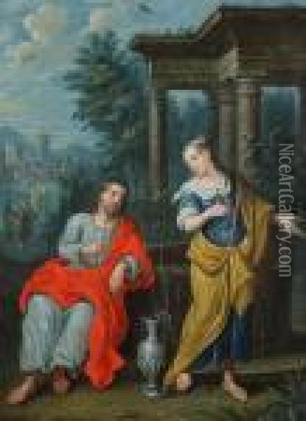 Christus En De Samaritaanse Vrouw Bij De Bron Oil Painting - Jacob Van Toorenvliet