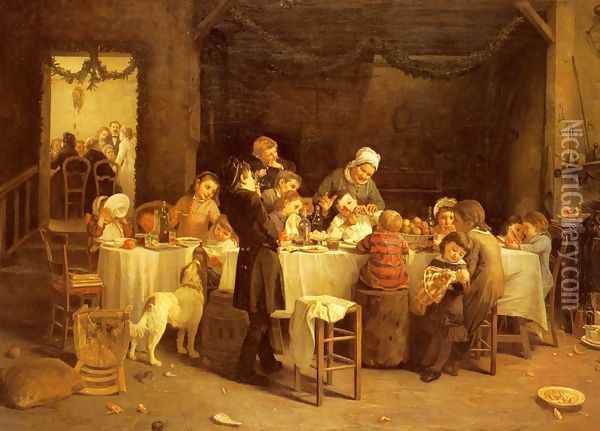 La Table Des Enfants (The Children's Table) Oil Painting - Charles Bertrand D'entraygues
