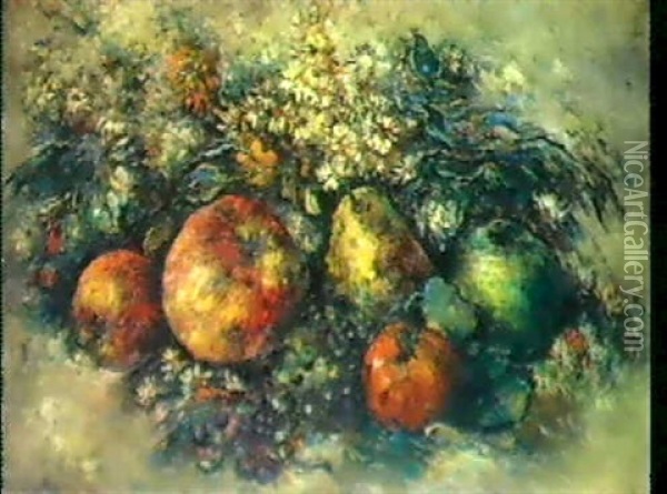 Nature Morte Aux Fruits Et Aux Fleurs Oil Painting - Paul Elie Gernez