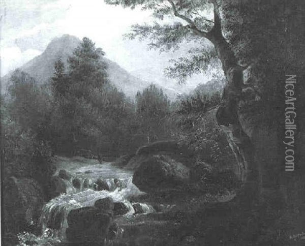 Landscape With Stream Oil Painting - Arthur Frank Mathews