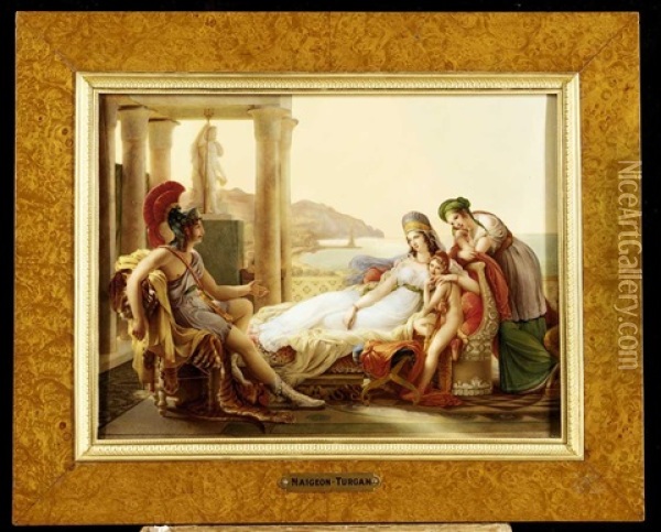 Enne Recounting The Misfortunes Of Troy To Didon (by Clemence Turgan) Oil Painting - Pierre Narcisse Guerin