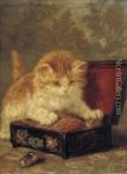 The Sewing Box Oil Painting - Henriette Ronner-Knip