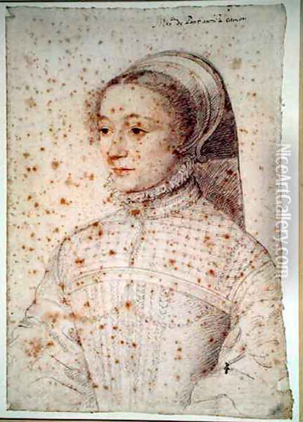 Barbe de Pons (c.1520-c.1590) wife of Jean de Montferrand, Baron de Canjon, c.1551 Oil Painting - (studio of) Clouet