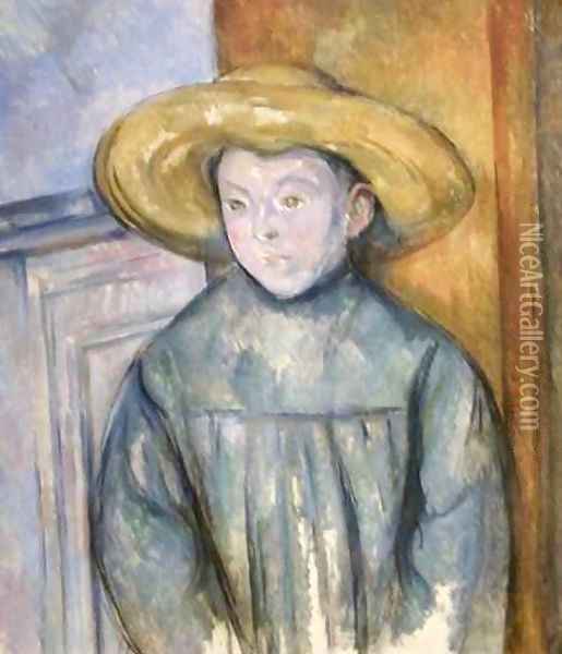 Boy with a Straw Hat Oil Painting - Paul Cezanne