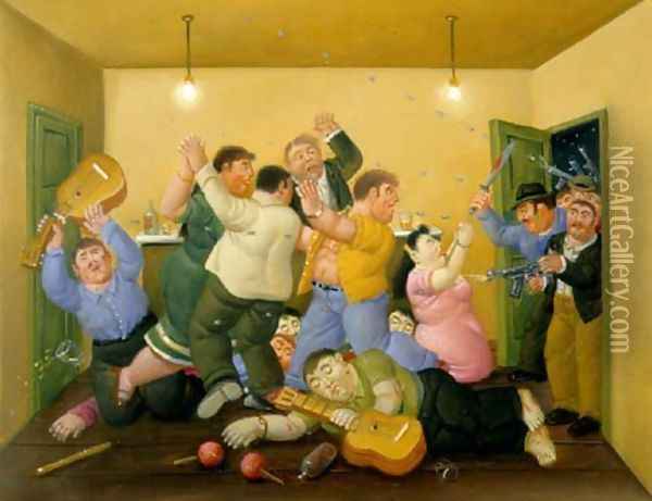 Masacre De Mejor Esquina Oil Painting - Fernando Botero