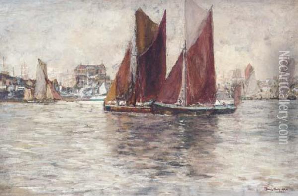 Thames Barges Oil Painting - James Kay