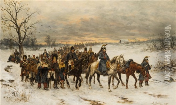 Return From Moscow In 1812 Oil Painting - Ludwig Gedlek