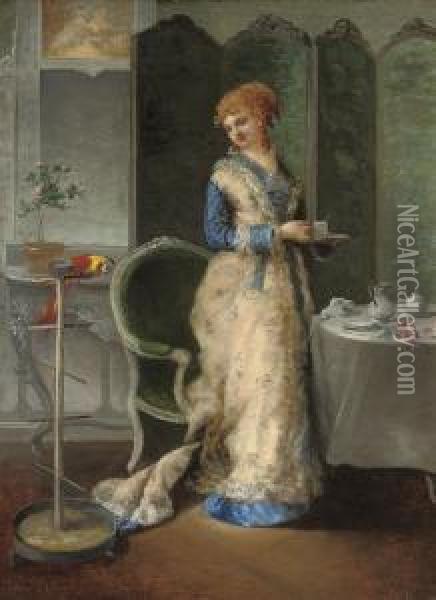 A Feathered Friend Oil Painting - Gustave Leonhard de Jonghe