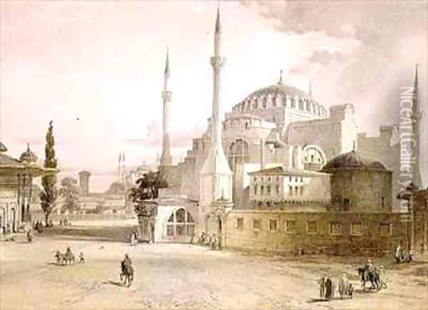 Haghia Sophia plate 17 exterior view of the mosque Oil Painting - Gaspard Fossati