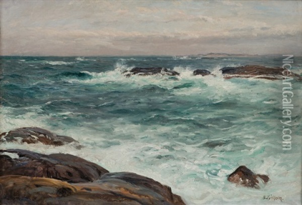 Stormy Sea Oil Painting - Berndt Adolf Lindholm
