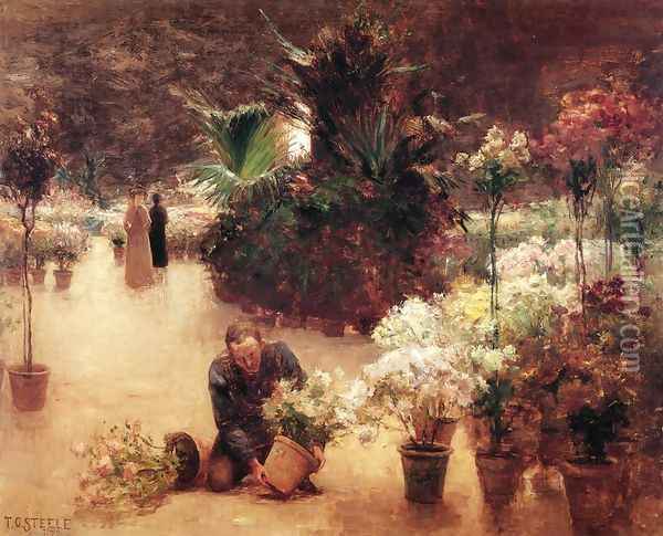 Flower Mart Oil Painting - Theodore Clement Steele