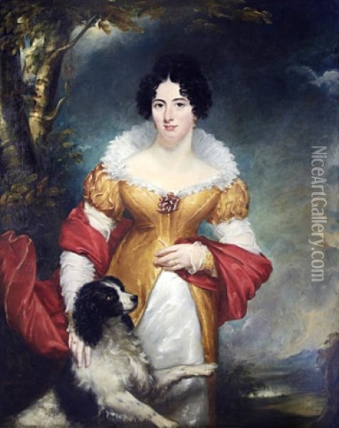A Portrait Of Lady Catherine Staples (nee Hawkins) Wife Of Sir Thomas Staples, 9th Baronet Of County Tyrone Oil Painting - Martin Cregan