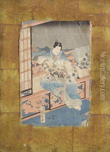 Figura Di Aristocratico A Kyoto Nel Periodo Edo Oil Painting - Chimpei Ii Hiroshigesuzuki