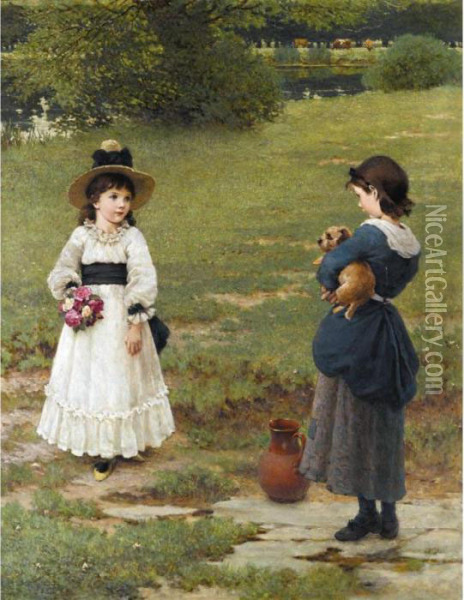 The Town And Country Mouse Oil Painting - George Dunlop, R.A., Leslie