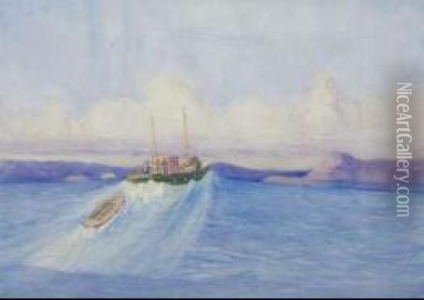 Riding The Swell, Wellington Harbour Oil Painting - Dorothy Kate Richmond
