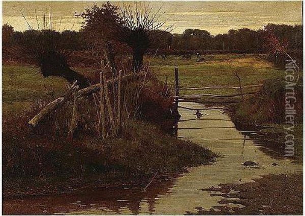 River Landscape Oil Painting - Hamlet Bannerman