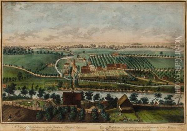 View Of Bethlehem, One Of The Brethren's Principal Settlements In Pennsylvania, North America Oil Painting - Nicholas, Garrison Jr.