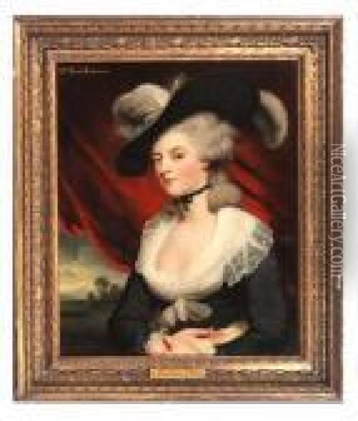 Portrait Of Mrs Mary Robinson Oil Painting - Sir William Beechey
