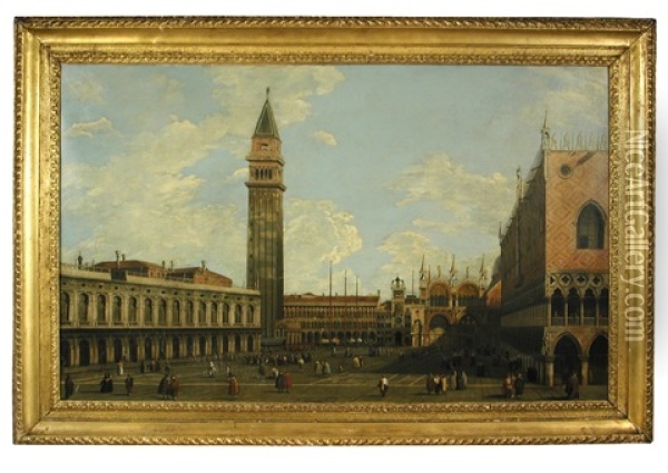 A View Of The Piazza Di San Marco From The Piazzetta With The Campanile On The Left And The Palazzo Ducale And St Mark's On The Right Oil Painting -  Canaletto