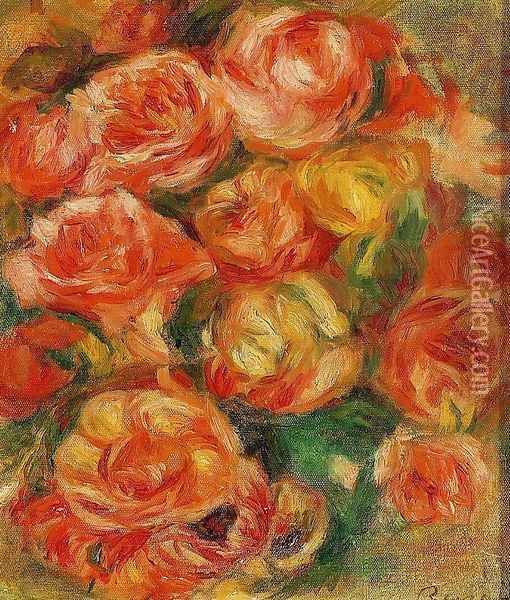 A Bowlful Of Roses Oil Painting - Pierre Auguste Renoir