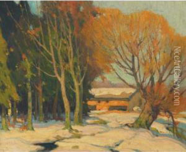 Winter Landscape Oil Painting - John William Beatty