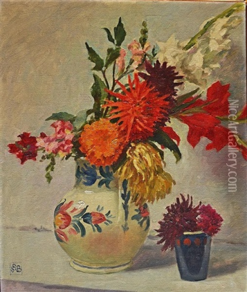 Mixed Flowers In Jug Oil Painting - Rupert Bunny