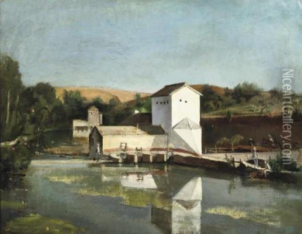 The Mills Of Benalosa And San Juan Near Alcala De Guadaira, Spain Oil Painting - Christian Huidekoper