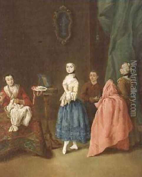 Lady at the Dressmaker Oil Painting - Pietro Longhi
