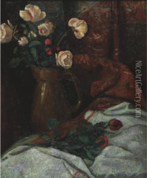 Les Roses Oil Painting - Paul Serusier