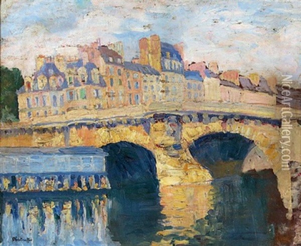 Vue Du Pont-neuf Oil Painting - George Oberteuffer