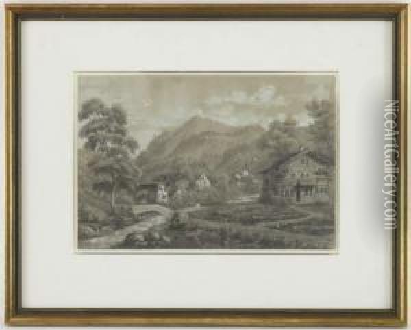 Village De Montagne Oil Painting - Johann Jakob Rietmann
