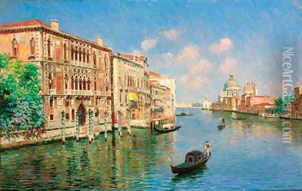 The Grand Canal with Santa Maria della Salute and the Customs House beyond Oil Painting - Luigi Lanza