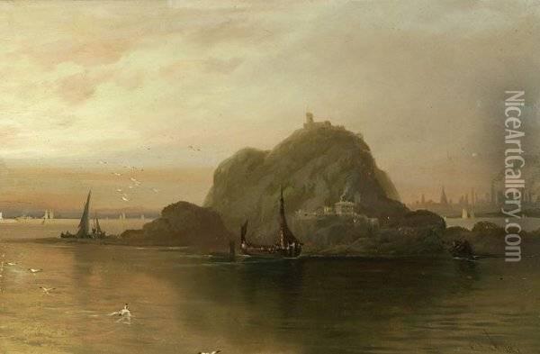 Ships Sailing Around An Island Oil Painting - Joseph Milner