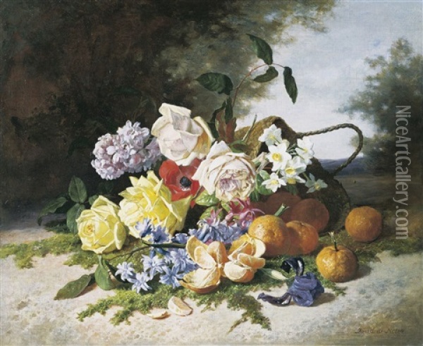 Fleurs Et Fruits Oil Painting - David Emile Joseph de Noter