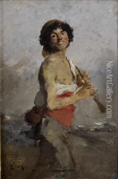 Jeune Musicien Oil Painting - Louis Mettling