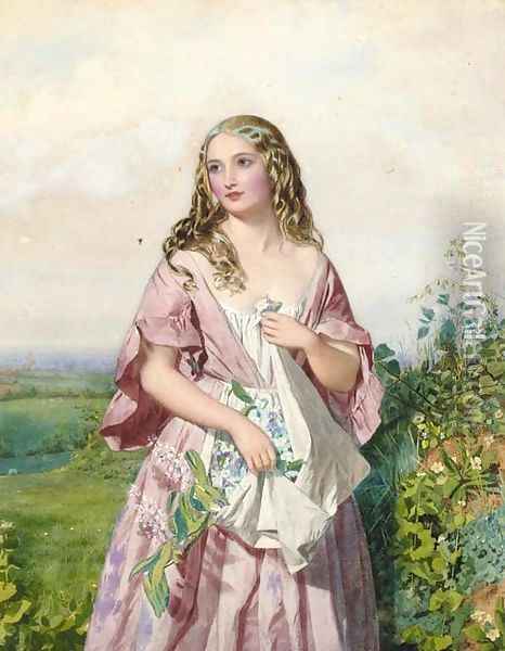 Gathering flowers Oil Painting - William Charles Thomas Dobson