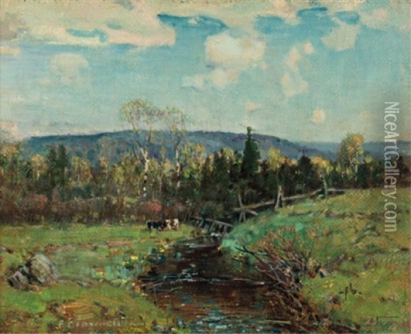 The Meadow Stream Oil Painting - Peleg Franklin Brownell