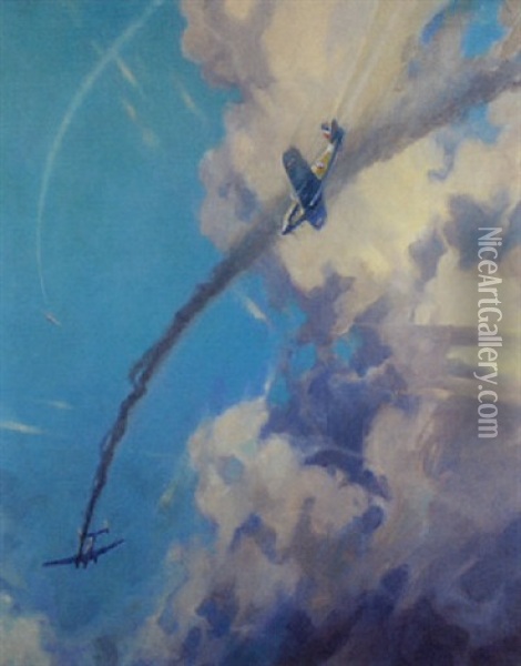Hurricane Destroying Dornier Oil Painting - Frederick Gordon Crosby