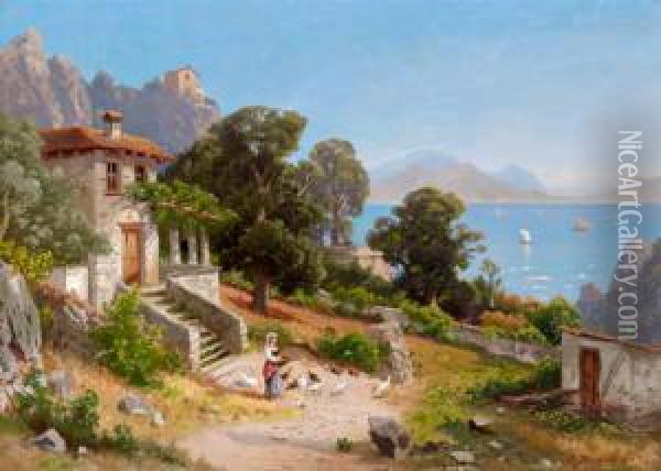 An Einem Oberitalienischen See Oil Painting - Carl Gustav Rodde