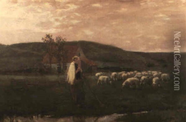 The Shepherdess Oil Painting - Gari Melchers