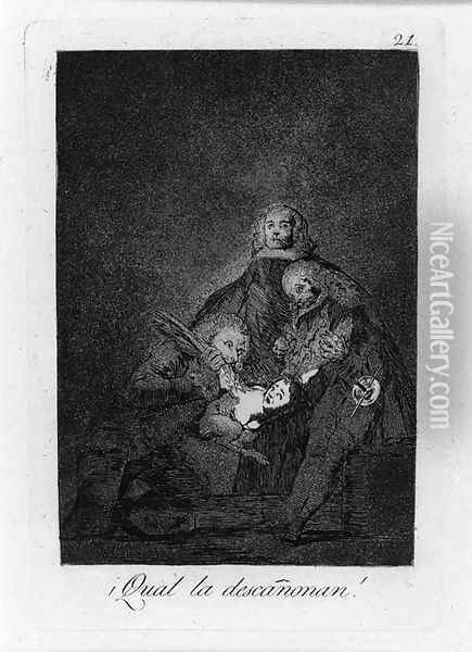 Qual la descanonan, Plate 21, from Los Caprichos Oil Painting - Francisco De Goya y Lucientes